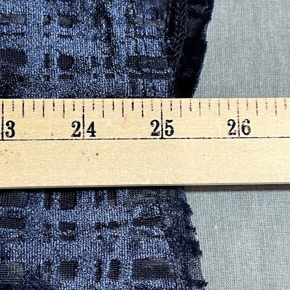 LC Lauren Conrad Runway Blouse Womens Medium Navy Blue Plaid‎ Sheer Bell Sleeve - Picture 9 of 10